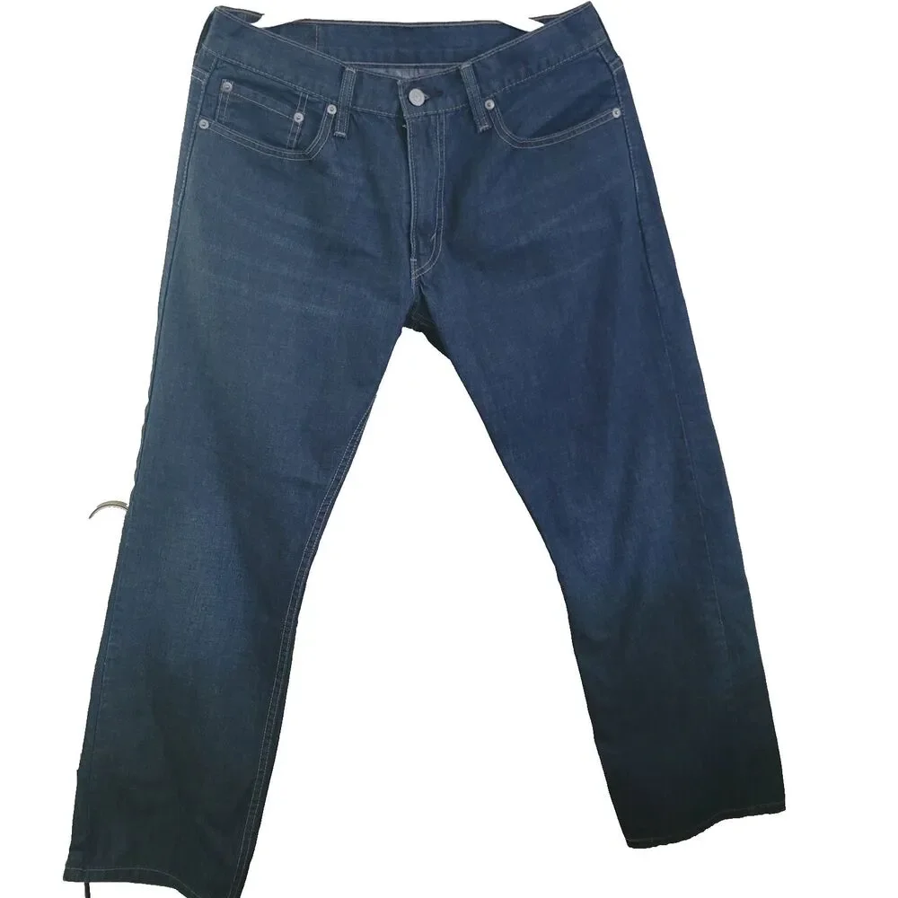 Levis 514 Mens Jeans 33 x 30 Blue Slim Straight Leg Medium Wash Preppy Western - Picture 2 of 11